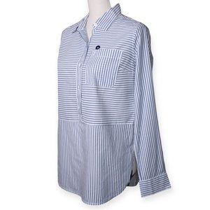 Abercrombie & Fitch NWT Button-Up Womens XS Blue Vertical Striped Classic Preppy